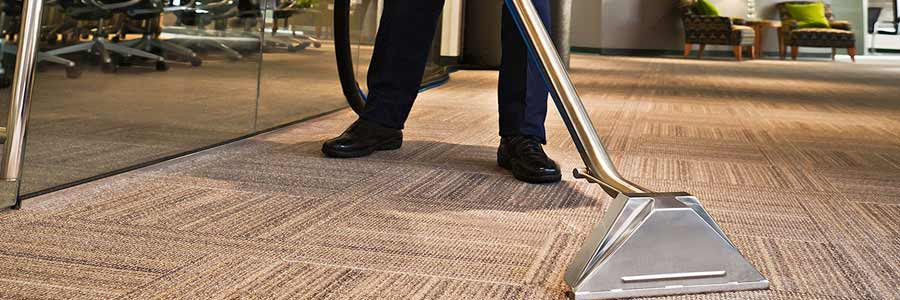 Commercial carpet being cleaned