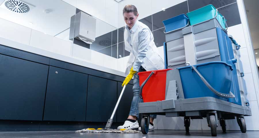 Late night business cleaning crew