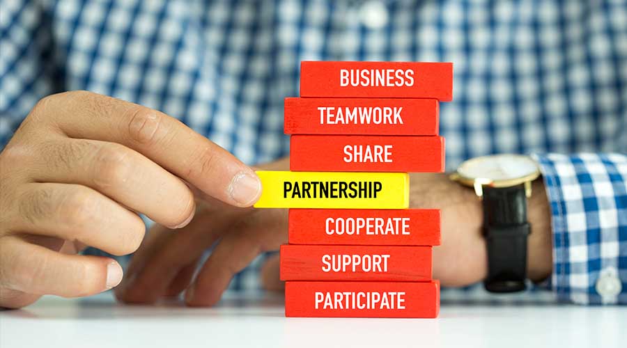person selecting partnership in communication